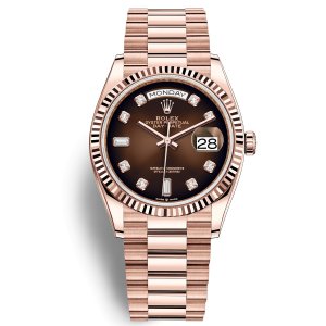 Rolex Day-Date 36mm Everose Gold Brown Diamond Dial 128235